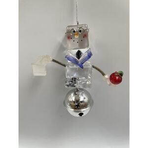 Vintage Acrylic Ice Cube Teacher Ornament Gift Apple Book Glasses Suit